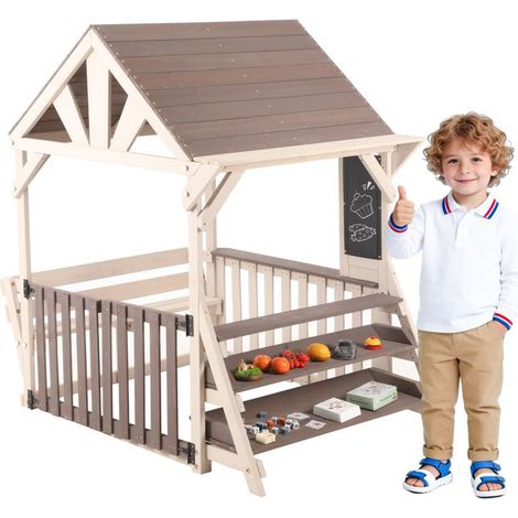 Cuisine pour enfants - Maison - Toit étanche - Bois - Gris