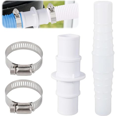 Kit Raccords Adaptateurs pour Tuyau Piscine, Raccords Tuyau de 1-1/4" ou 1-1/2" avec Pinces en Acier Inoxydable pour Aspirateurs Piscine et Tubes Pompe Filtration (1/5)