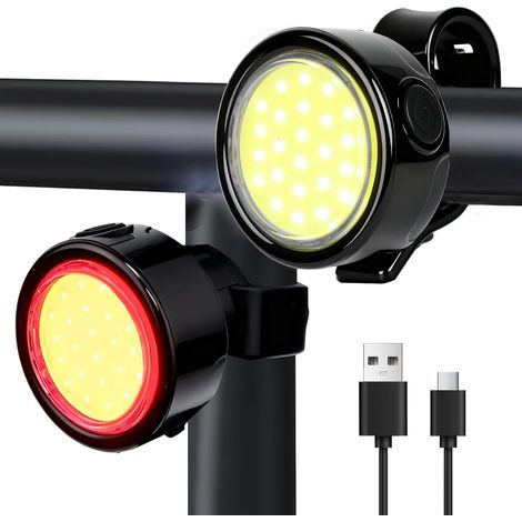 Faros delanteros y traseros recargables e impermeables para bicicleta, para mayor seguridad al conducir de noche. (1/5)
