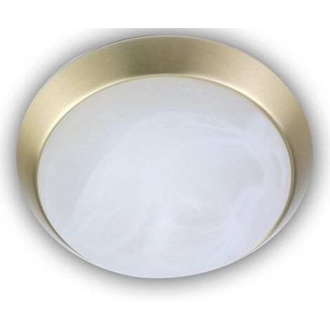 LED Deckenleuchte rund, Glas Alabaster, Dekorring Messing matt, Ø 40cm (1/4)
