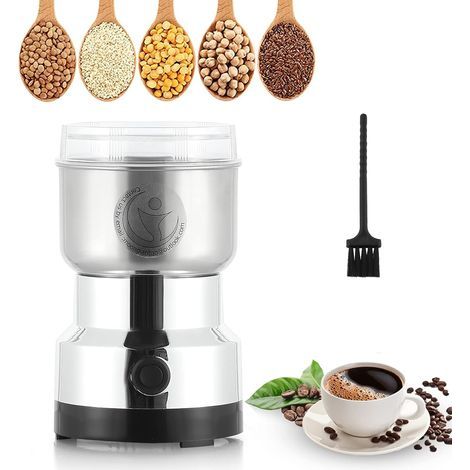 Multifunctional Grinder 200w 14500rpm Bean Mill Ultra Fine Coffee Machine, 300ml Portable Electric Grain Grinder, Stainless Steel, for Drying Materials, Spices, Herbs, Coffee, Black (1/5)