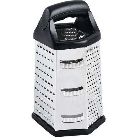 Râpe avec récipient de récupération - Râpe manuelle à 6 faces - Râpe multifonctionnelle - Râpe à gros, moyen et fin grains - Râpe avec lame de coupe - Râpe avec couvercle assorti (1/5)
