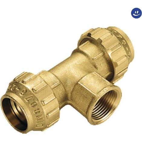 Raccordo f 20x1/2x20 tee t di giunzione in ottone con tenuta o-ring ed ogiva in ottone