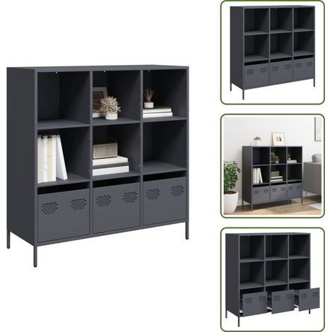 Buffet haut anthracite 101,5x39x103,5 cm acier - Buffet Haut - Buffets Hauts - Armoire À Livres - Étagère Et Armoire À Livres (1/5)