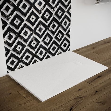 Piatto doccia 70X90 effetto pietra smc resina (no mineralmarmo) BIANCO spessore 2,6 cm Euclide