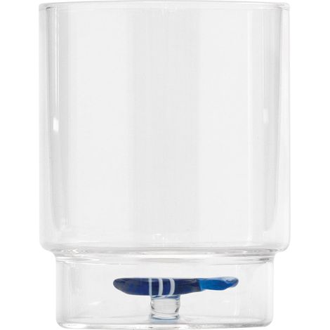 Zafferano Set 6 Bicchieri Tumbler Teca Mare Soggetto Pesce Palla in Vetro Borosilicato Artigianale Trasparente Design Impilabile ed Ergonomico