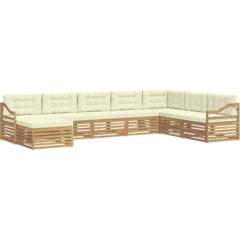 Outdoor-Sofagarnitur 8 stk. 7-Sitzer Weiß und Creme Polyester vidaXL (1/5)