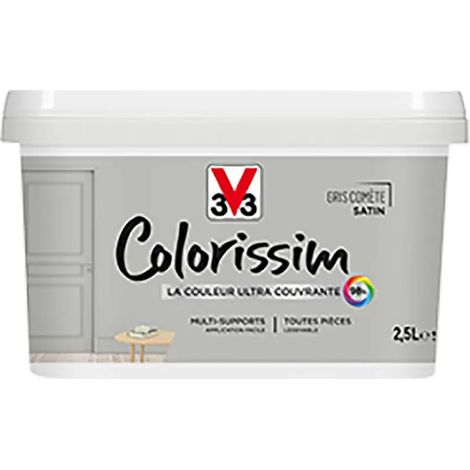 Peinture Multi-supports V33 Colorissim Satin Gris comète 2,5 L (1/4)