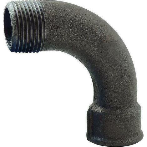 Coude 90° à grand rayon en fonte maléable à cœur noir male femelle 3/4'' (1/2)