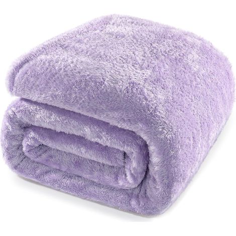 Manta cálida de microfibra polar, manta para sofá, manta de felpa supersuave y acogedora, 180 x 80 cm, color morado. (1/5)
