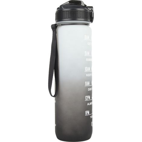 Verre à paille en plastique givré dégradé, 1000 ml, avec échelle horaire, blanc et noir, emballé en boîte colorée (1/5)