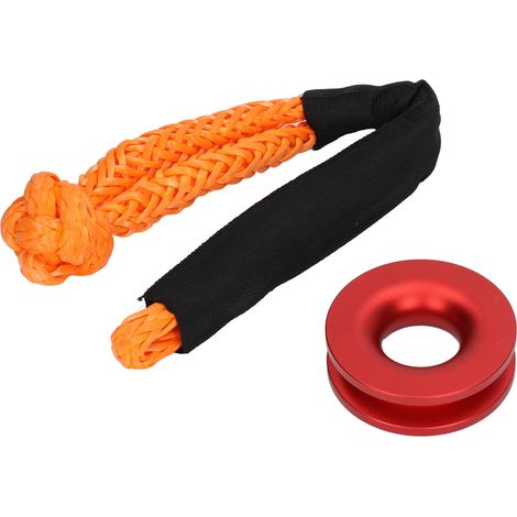 Anneau de récupération en alliage d'aluminium, corde en nylon, manille souple, kit de sauvetage pour véhicule, rouge (1/5)