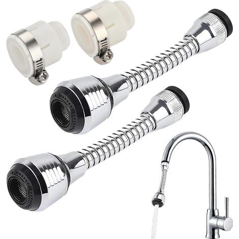 Aérateur rotatif à 360° pour rallonges de robinet flexibles, en ABS, compatible avec l'eau chaude et froide des éviers. (1/5)