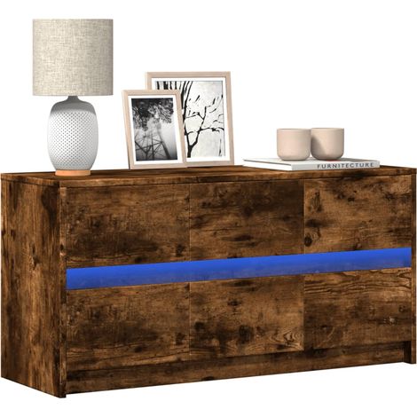 TV-Schrank mit LED-Beleuchtung Räuchereiche 100x34x50 cm