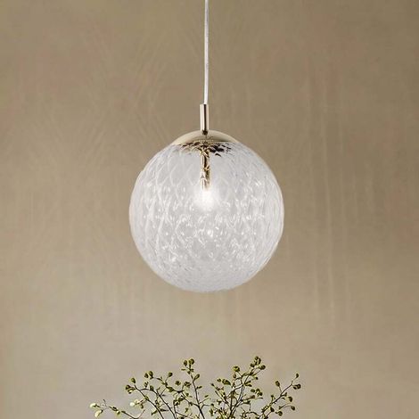 [NEUWERTIG] B-Ware Pendelleuchte Cadix Glas 30 cm einflammig klar gold dimmbar IP20 6 W G9 (1/2)