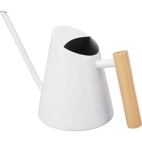 Arrosoir à long bec en acier inoxydable antirouille avec poignée en bois pour jardin, bonsaï, intérieur et extérieur, blanc (1/5)