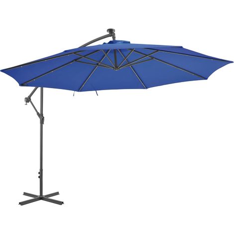 Parasol déporté avec lumières LED Bleu azuré 350cm (1/5)