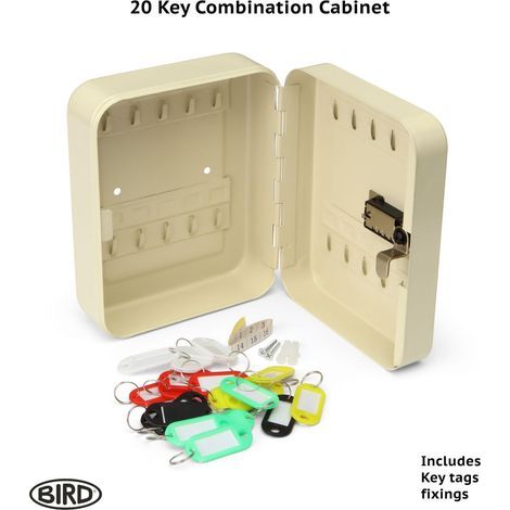 Extra-large combination key box, wall-mounted outdoor key safe, large internal key storage, white (1/5)