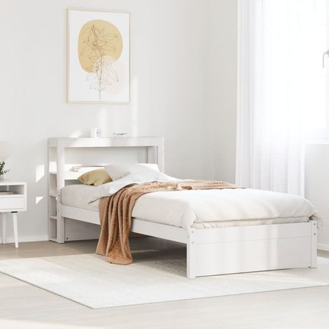 Estructura de cama con cabecero madera pino blanco 75x190 cm vidaXL (1/5)