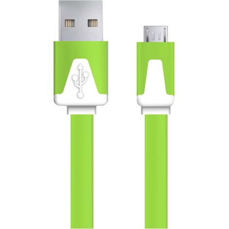 EB182G Esperanza Micro-USB-2.0-Kabel A-B M/M 1,8 m flach grün (1/2)