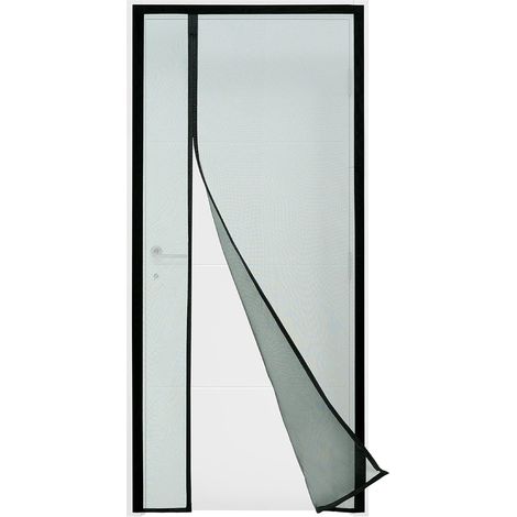 Moustiquaire magnétique pour porte, porte-fenêtre avec ouverture latérale pour portes avec poignée, avec un aimant puissant (85 x 215 cm, noir) (1/5)