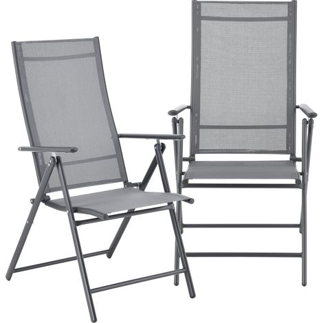 Set di 2 sedie da giardino con braccioli grigio chiaro 030009601