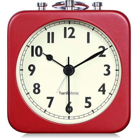 Reveil Analogique Rouge Carré Silencieux Petit Réveils de Voyage Métal pour Enfant Chambre Chevet Salon Bureau Rouge (1/5)