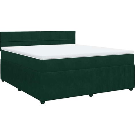 Maison Exclusive - Giroletto a Molle con Materasso Verde Scuro 180x200 cm Velluto (1/5)