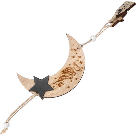 Pendentif en bois en forme de lune pour la décoration du Ramadan et de l'Aïd Moubarak (1/5)