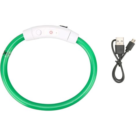 Collier LED pour chien, prévention des pertes, éclairage rechargeable pour petits, moyens et grands chiens, vert fluide L