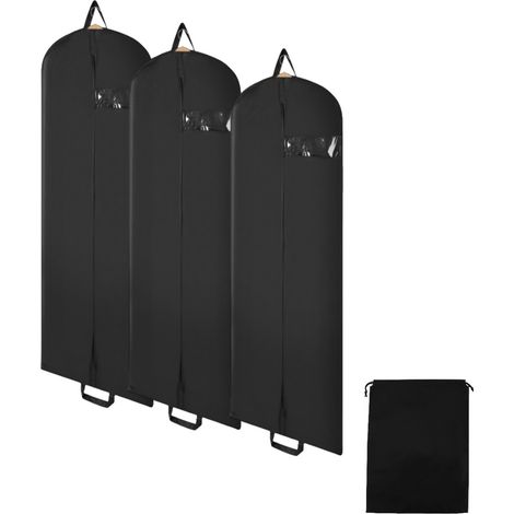 Randaco Kleidersack 3er 150x60cm Schutzhülle Kleiderhülle mit einem Griff schwarz Schuhsack