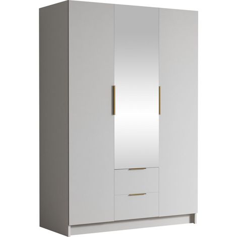 Armario Closico Calvron II, Blanco, 216x150x60cm, Puertas de armario: Con bisagras, Número de estantes: 0