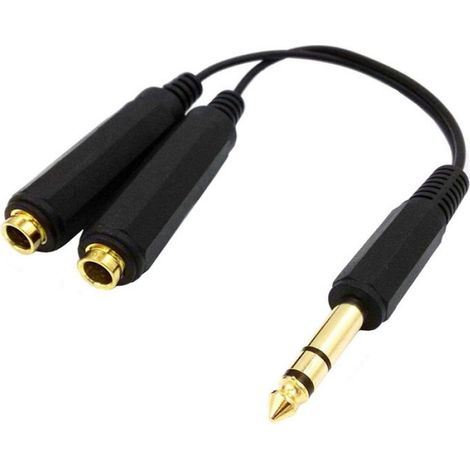 Câble adaptateur audio stéréo - - 6,35 mm mâle vers double femelle - Plaqué or - Longueur 20 cm (1/4)