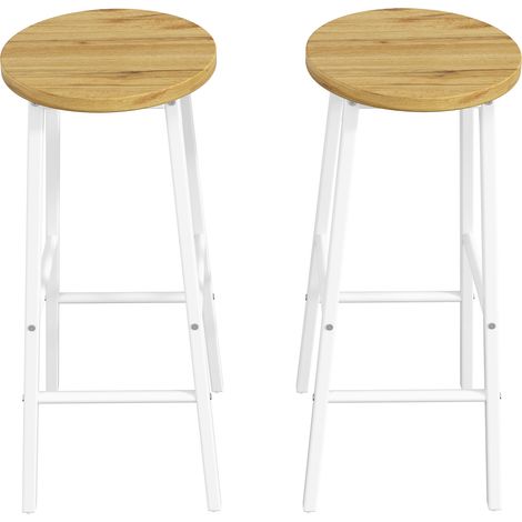 Set bar con isola cucina contenitore e 2 sgabelli, bianco effetto legno, MDF metallo MODENUIT (1/5)