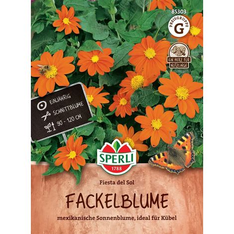 Sperli – Tithonie Fiesta del Sol – Graines de fleurs, fleurs orange, hauteur 80 à 120 cm, pour env. 50 plantes (1/2)