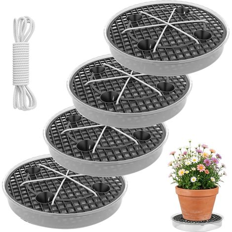 4er-Pack selbstbewässernde Stoff-Untersetzer für Blumentöpfe, 30 cm Untersetzer, Pflanztopf, selbstbewässernd, dekoratives automatisches Bewässerungssystem für Bonsai im Innenbereich, Garten und Terra (1/5)