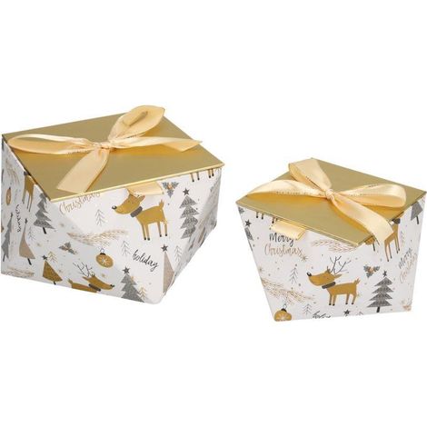 Caja cartón 1-2 oro blanco 20,9x20,9h10 cm (1/4)