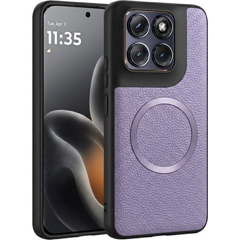 Étui pour Motorola Edge 70 Fusion, hybride cuir, compatible MagSafe, violet (1/5)