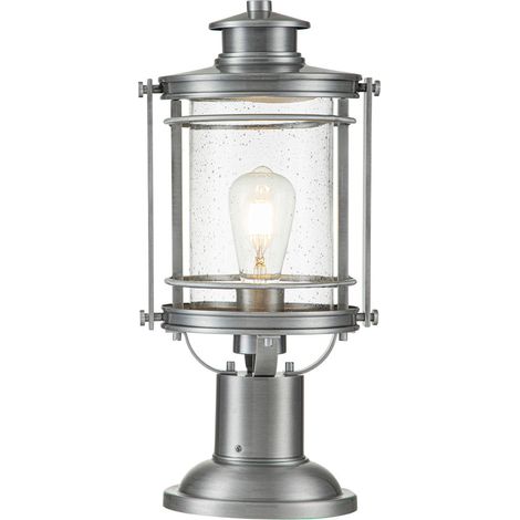 Elstead Quoizel Booker Piedistallo luminoso da esterno in alluminio industriale, IP44 (1/5)