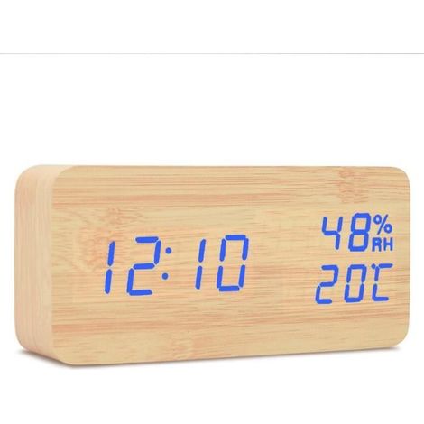 Horloge,Réveil en bois USB-piles alimenté maison chevet chambre bureau salon multifonction électronique LED affichage - Type 2 (1/4)