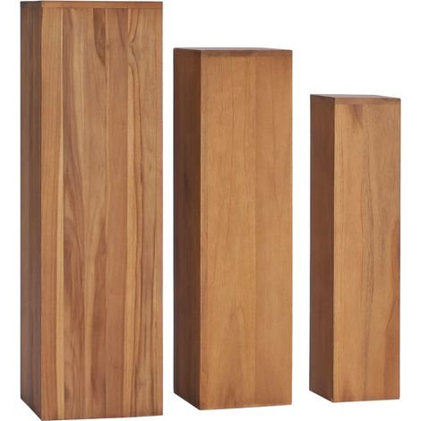 Soportes para plantas 3 piezas madera maciza de teca vidaXL