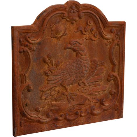Biscottini – Plaque en fonte pour cheminée – Fronton avec armoiries – Grille de protection – Dimensions L47xPR2,5xH46 cm – Couleur rouille naturelle