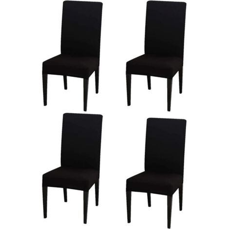 Housse De Chaise - Polyester Elastique - Hauteur Dossier 47 À 60 Cm - Pour Salle À Manger Et Cuisine - Lot De 4 (1/5)