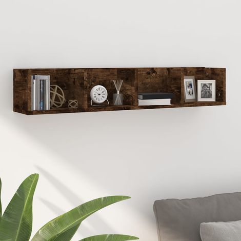 vidaXL Mensola Muro Porta PC Rovere Fumo 100x18x18cm Legno