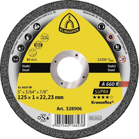 Klingspor 328906 Disco di taglio dritto 125 mm 25 pz. Acciaio inox (1/2)