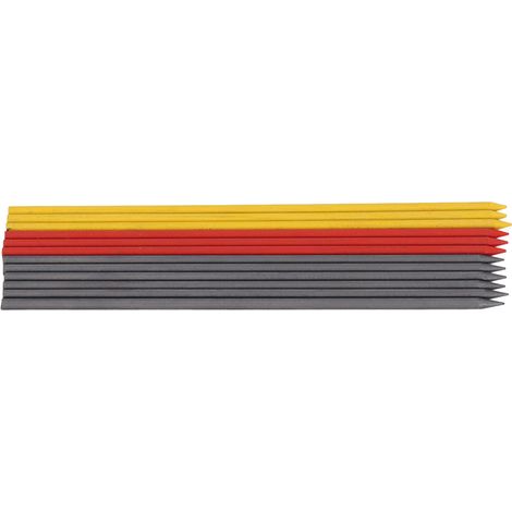 Kit de 12 recharges pour crayons de charpentier HB, 2,8 mm, noir, rouge et jaune, pour porte-mines à trou profond. (1/5)