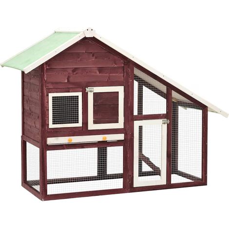 Kaninchenstall Mokka und Weiß 140x63x120 cm Tanne Massivholz vidaXL (1/5)