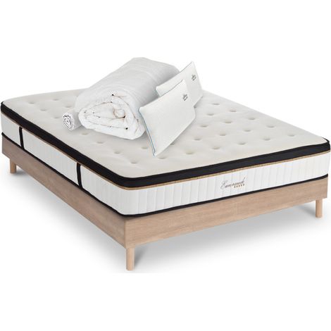 Matelas Emeraude Mousse Haute densité Accueil Mémoire de forme+ sommier + accessoires - 180 x 200 cm (1/4)