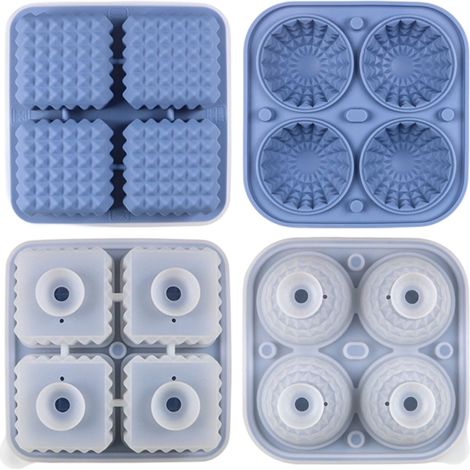 Moules à glaçons en silicone souple, de formes carrées et rondes, parfaits pour les fêtes et compatibles lave-vaisselle, pour cocktails. (1/5)