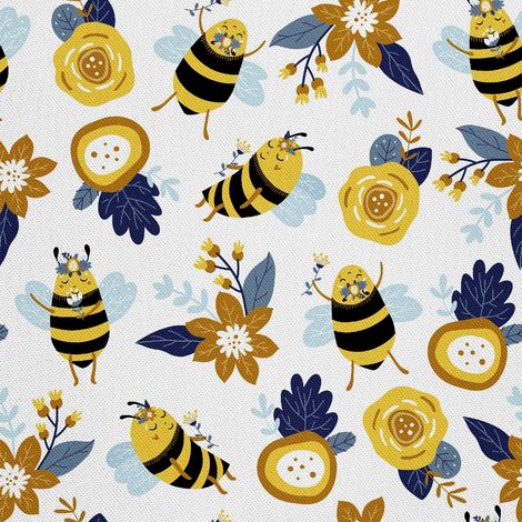 Telas decorativas para exteriores estilo Oxford con motivos de abejas y flores. (1/5)